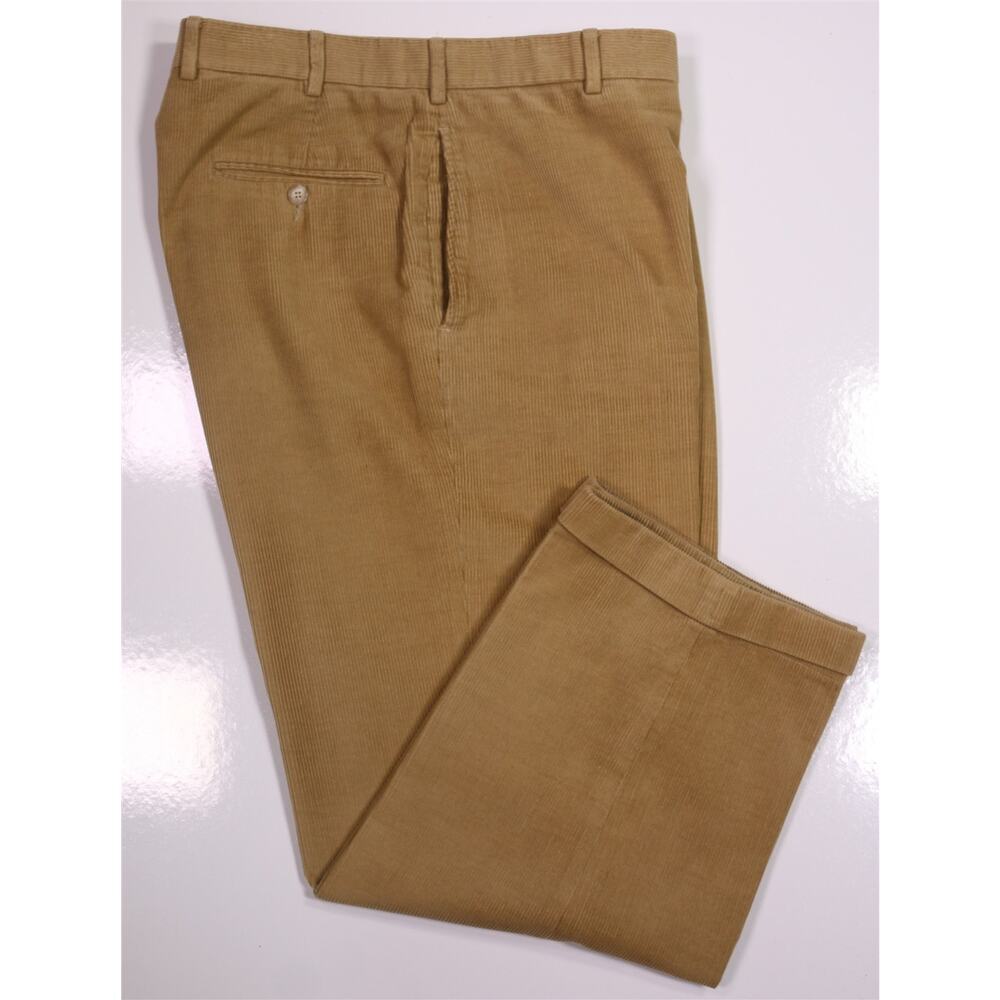 Ben Silver Light Brown Cotton Corduroy Flat Front Pants Trousers 34x27